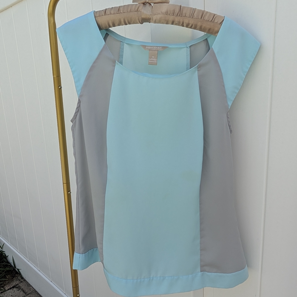 Banana Republic Light Blue and Gray Blouse